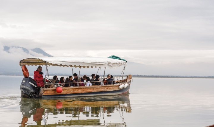People in a boat on Kerkini Lake