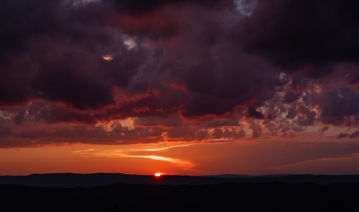 A sunset over Virginia mountains
